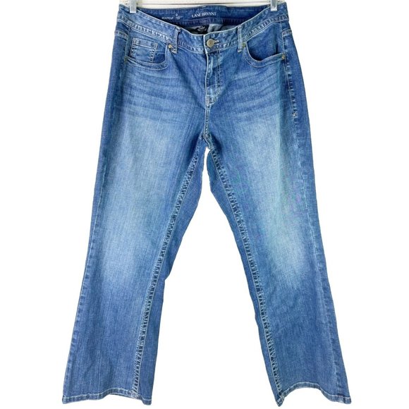 Lane Bryant Flare Genius Fit Bootcut Jeans Sz 18 Short (Actual 34x29) GUC - Picture 1 of 10